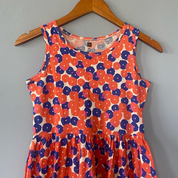 🛑SOLD Tea Girls Floral Print Sleeveless Cotton Dress Size 12 - Picture 2 of 5